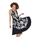 Navy And White Wolf Print Sleeveless Knee Length Dress
