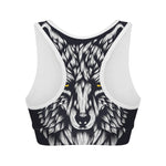 Navy And White Wolf Print Women's Sports Bra