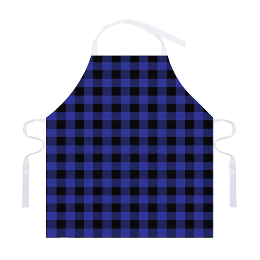 Navy Blue And Black Buffalo Check Print Adjustable Apron