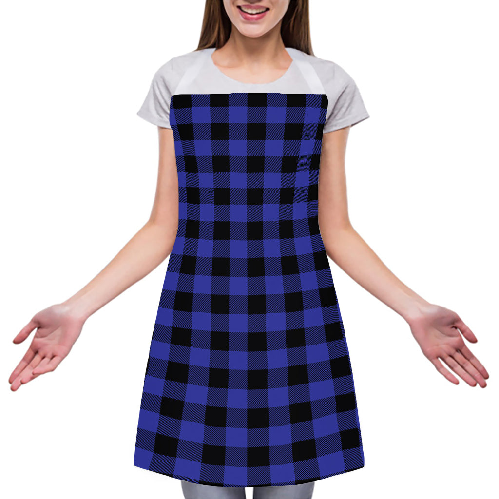 Navy Blue And Black Buffalo Check Print Adjustable Apron