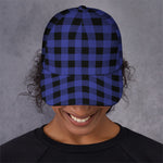 Navy Blue And Black Buffalo Check Print Baseball Cap