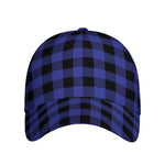 Navy Blue And Black Buffalo Check Print Baseball Cap