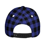 Navy Blue And Black Buffalo Check Print Baseball Cap
