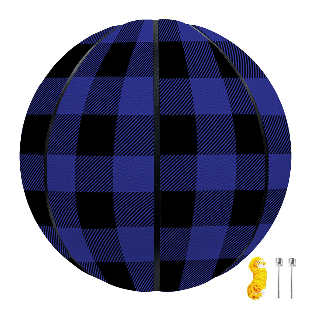 Navy Blue And Black Buffalo Check Print Basketball