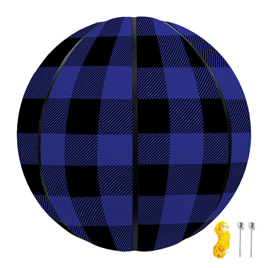 Navy Blue And Black Buffalo Check Print Basketball