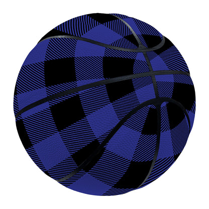 Navy Blue And Black Buffalo Check Print Basketball