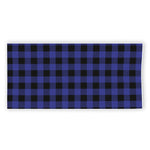 Navy Blue And Black Buffalo Check Print Beach Towel