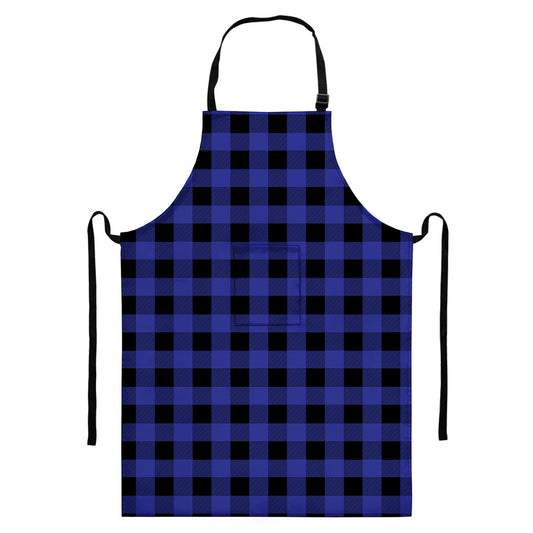 Navy Blue And Black Buffalo Check Print Bib Apron With Pocket