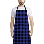 Navy Blue And Black Buffalo Check Print Bib Apron With Pocket