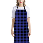 Navy Blue And Black Buffalo Check Print Bib Apron With Pocket