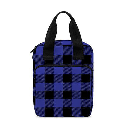 Navy Blue And Black Buffalo Check Print Bible Tote Bag
