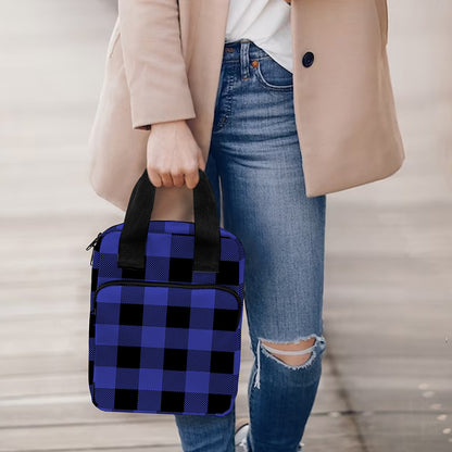 Navy Blue And Black Buffalo Check Print Bible Tote Bag