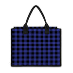 Navy Blue And Black Buffalo Check Print Canvas Tote Bag
