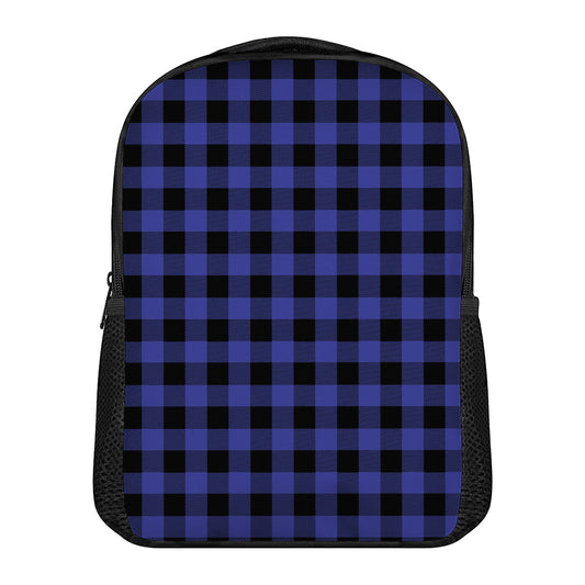 Navy Blue And Black Buffalo Check Print Casual Backpack