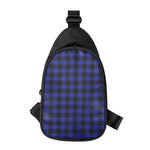 Navy Blue And Black Buffalo Check Print Chest Bag