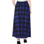 Navy Blue And Black Buffalo Check Print Chiffon Maxi Skirt