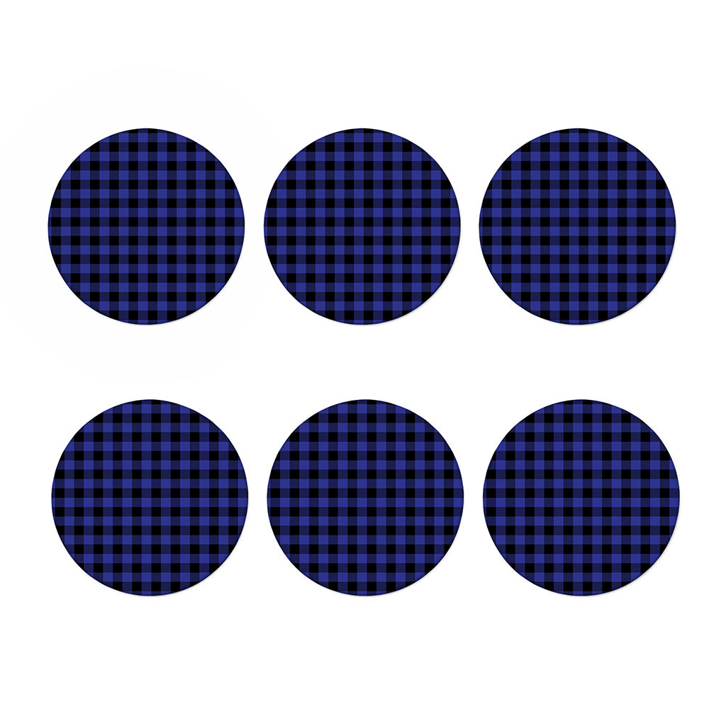 Navy Blue And Black Buffalo Check Print Coaster Set
