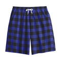 Navy Blue And Black Buffalo Check Print Cotton Shorts