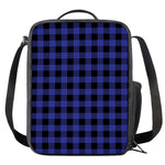 Navy Blue And Black Buffalo Check Print Crossbody Lunch Bag
