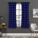 Navy Blue And Black Buffalo Check Print Curtain
