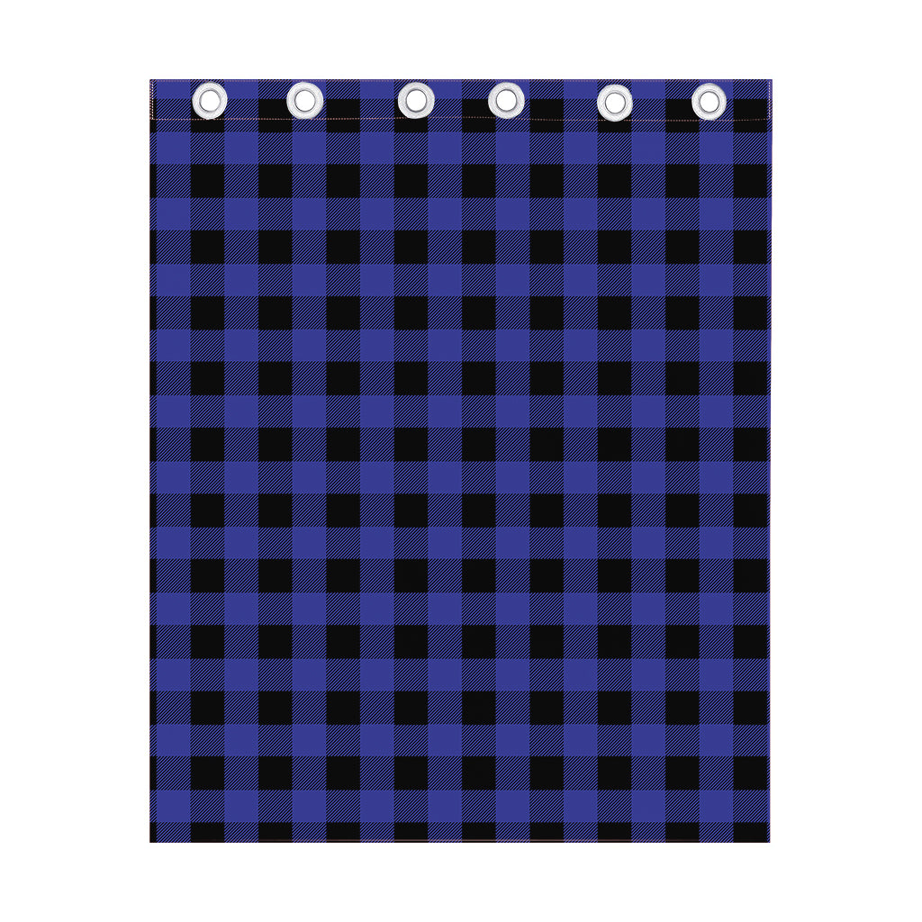 Navy Blue And Black Buffalo Check Print Curtain