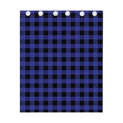 Navy Blue And Black Buffalo Check Print Curtain