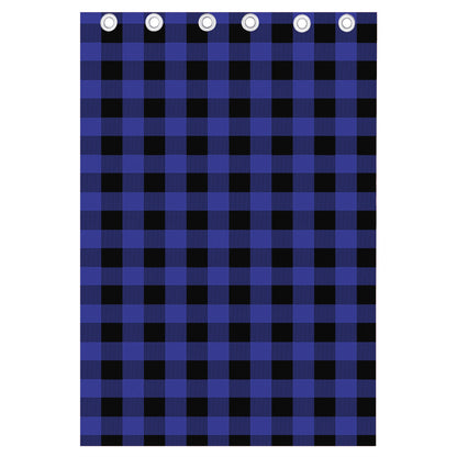 Navy Blue And Black Buffalo Check Print Curtain