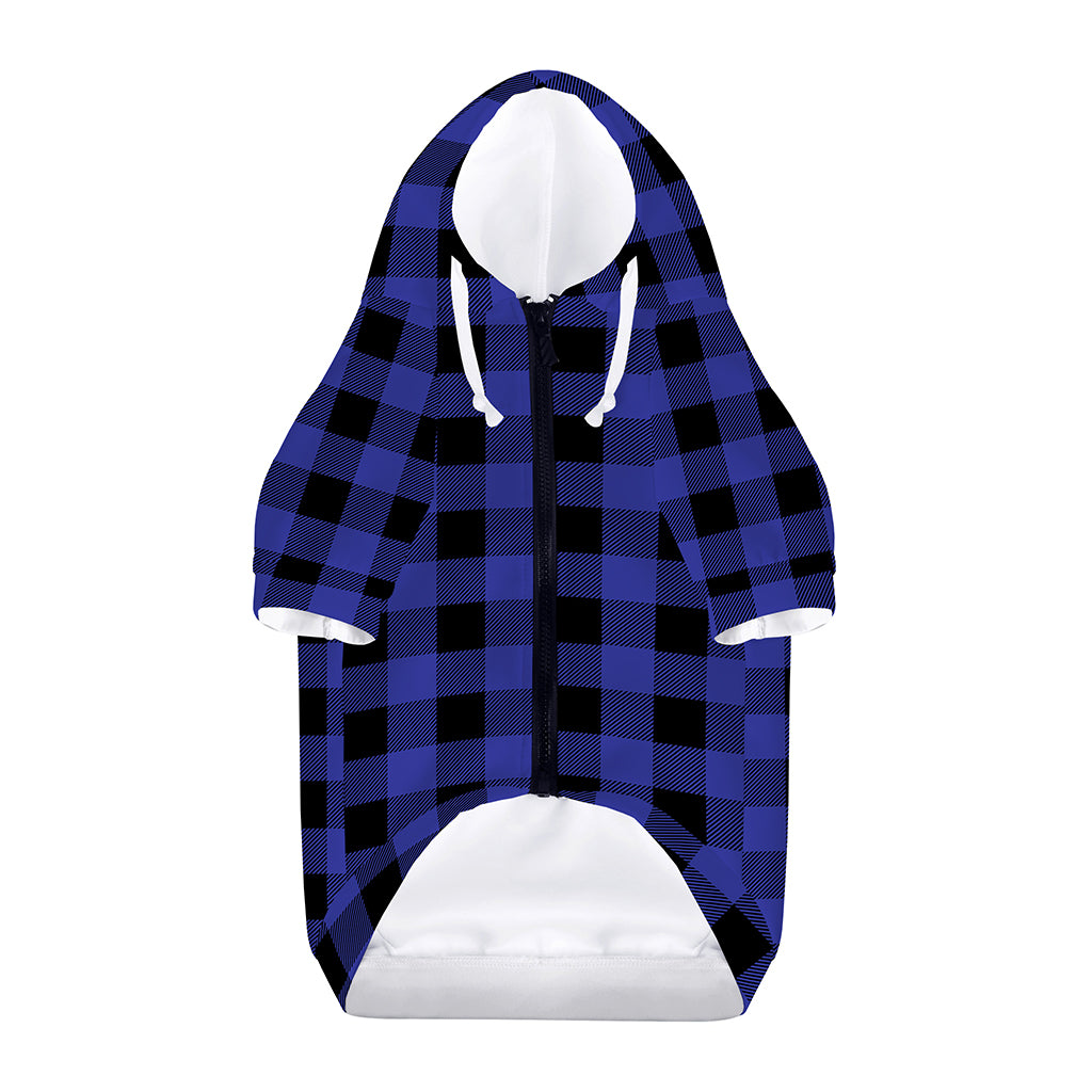 Navy Blue And Black Buffalo Check Print Dog Zip Up Hoodie