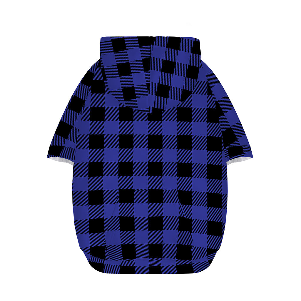 Navy Blue And Black Buffalo Check Print Dog Zip Up Hoodie
