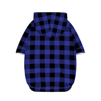 Navy Blue And Black Buffalo Check Print Dog Zip Up Hoodie