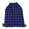 Navy Blue And Black Buffalo Check Print Drawstring Bag