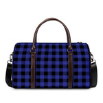 Navy Blue And Black Buffalo Check Print Duffle Bag