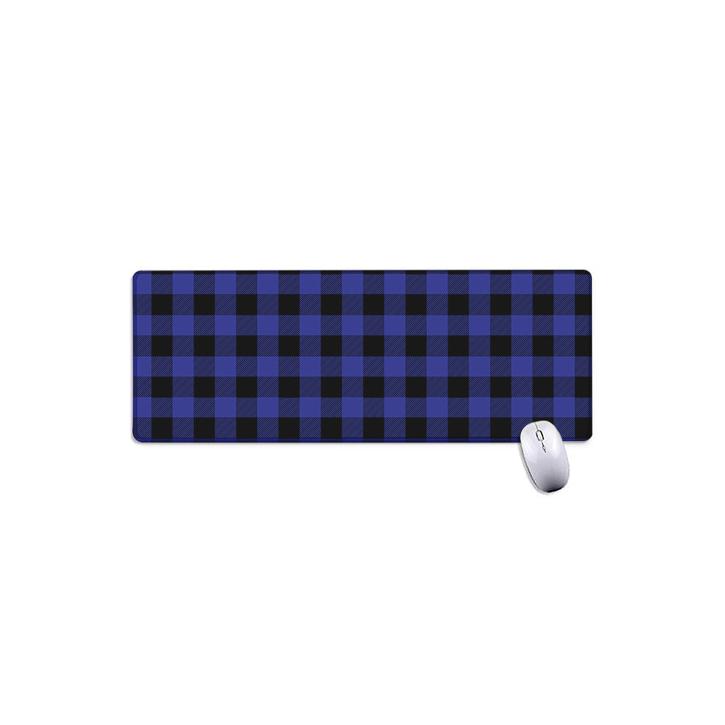 Navy Blue And Black Buffalo Check Print Extended Mouse Pad