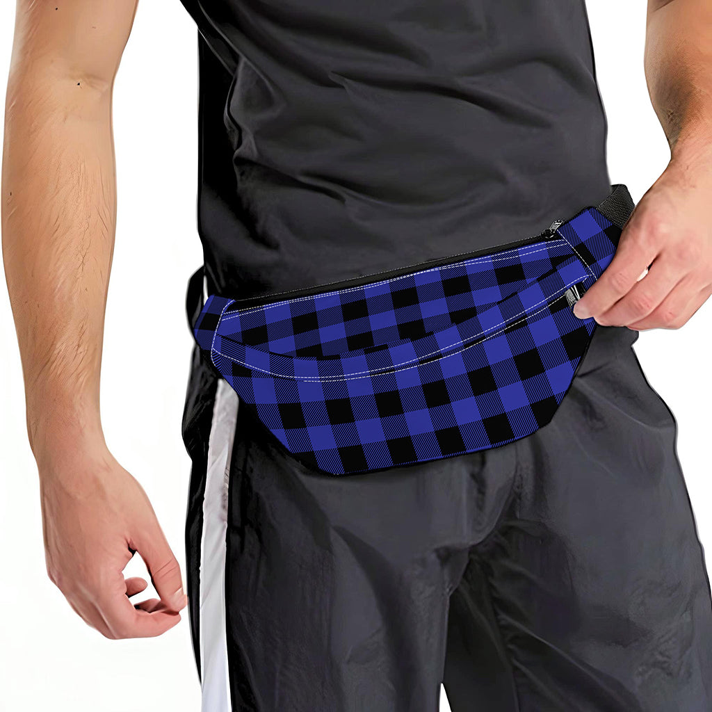 Navy Blue And Black Buffalo Check Print Fanny Pack