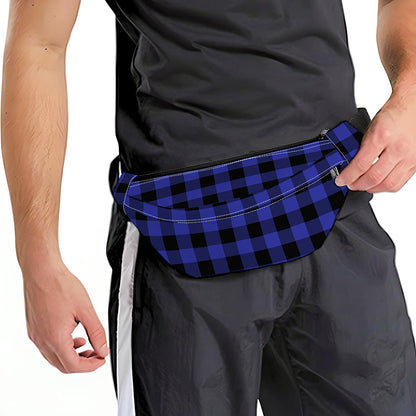 Navy Blue And Black Buffalo Check Print Fanny Pack