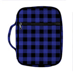 Navy Blue And Black Buffalo Check Print Front Pocket Bible Bag