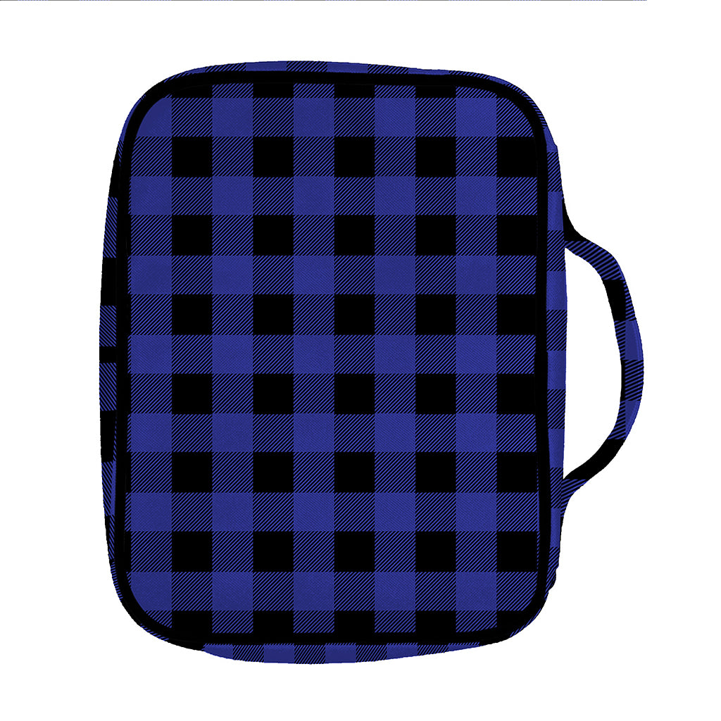 Navy Blue And Black Buffalo Check Print Front Pocket Bible Bag