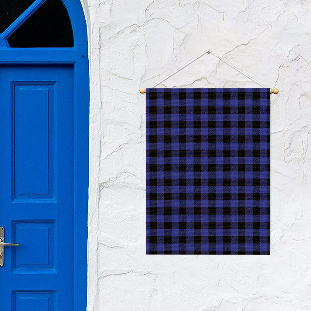 Navy Blue And Black Buffalo Check Print Garden Flag