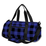 Navy Blue And Black Buffalo Check Print Gym Bag