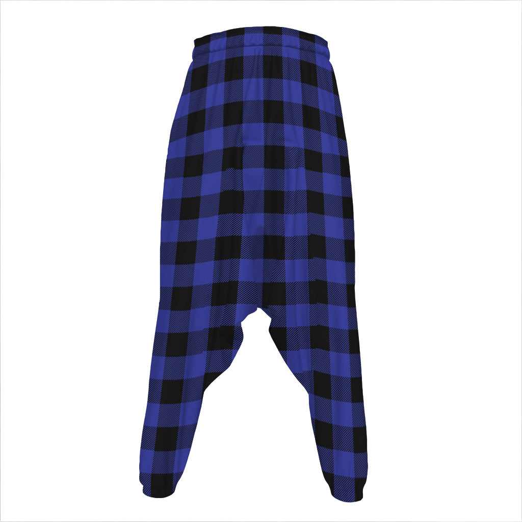 Navy Blue And Black Buffalo Check Print Hammer Pants