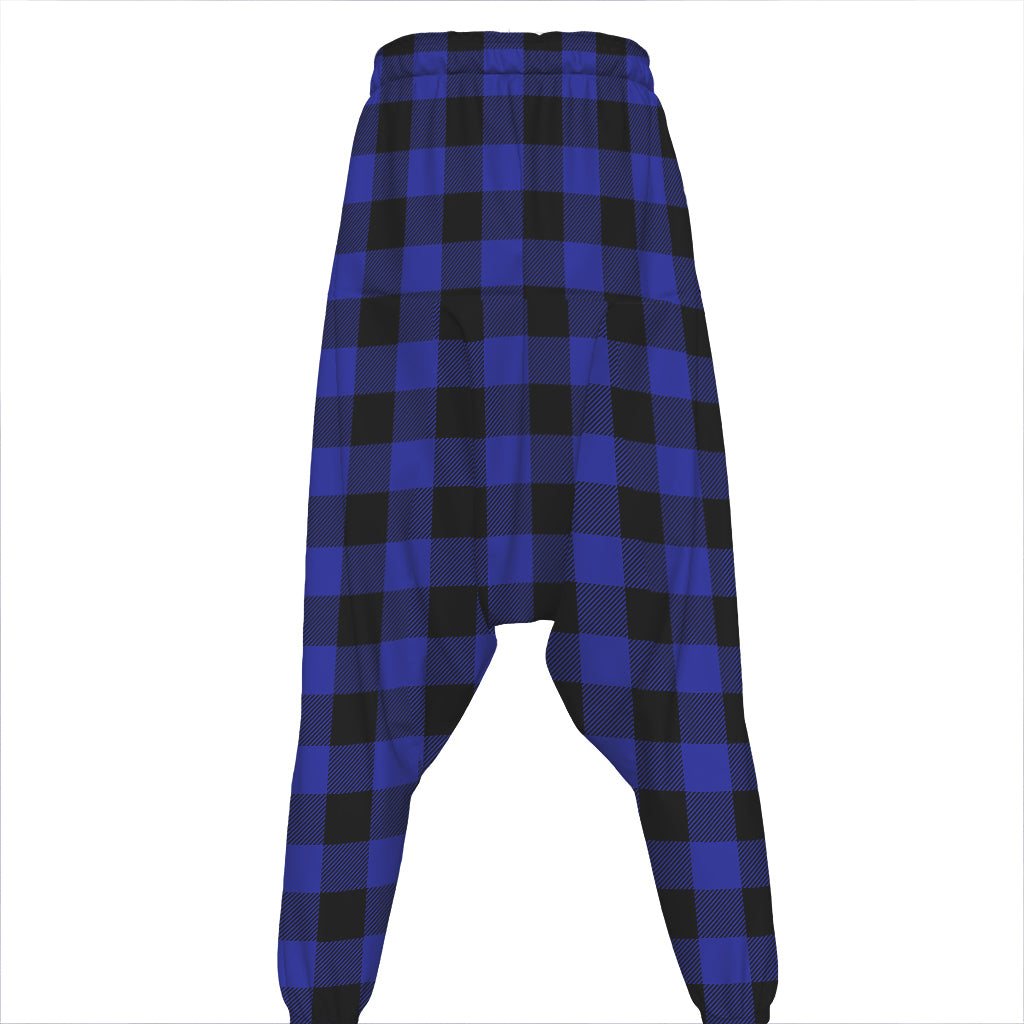 Navy Blue And Black Buffalo Check Print Hammer Pants