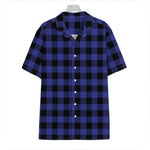 Navy Blue And Black Buffalo Check Print Hawaiian Shirt