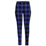 Navy Blue And Black Buffalo Check Print High-Waisted Pocket Leggings
