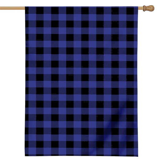 Navy Blue And Black Buffalo Check Print House Flag