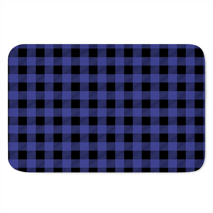 Navy Blue And Black Buffalo Check Print Indoor Door Mat
