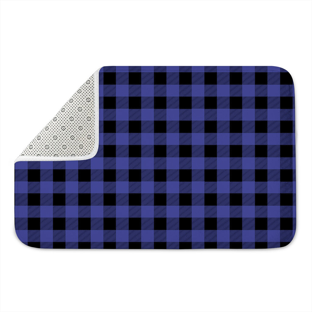 Navy Blue And Black Buffalo Check Print Indoor Door Mat