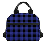 Navy Blue And Black Buffalo Check Print Insulated Lunch Bag
