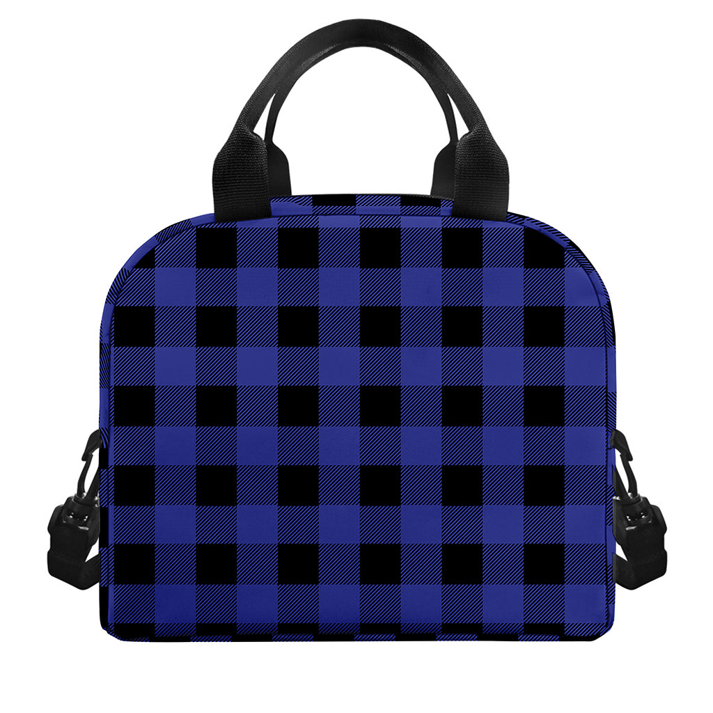 Navy Blue And Black Buffalo Check Print Insulated Lunch Bag