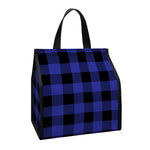 Navy Blue And Black Buffalo Check Print Insulated Lunch Tote