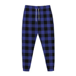 Navy Blue And Black Buffalo Check Print Jogger Pants